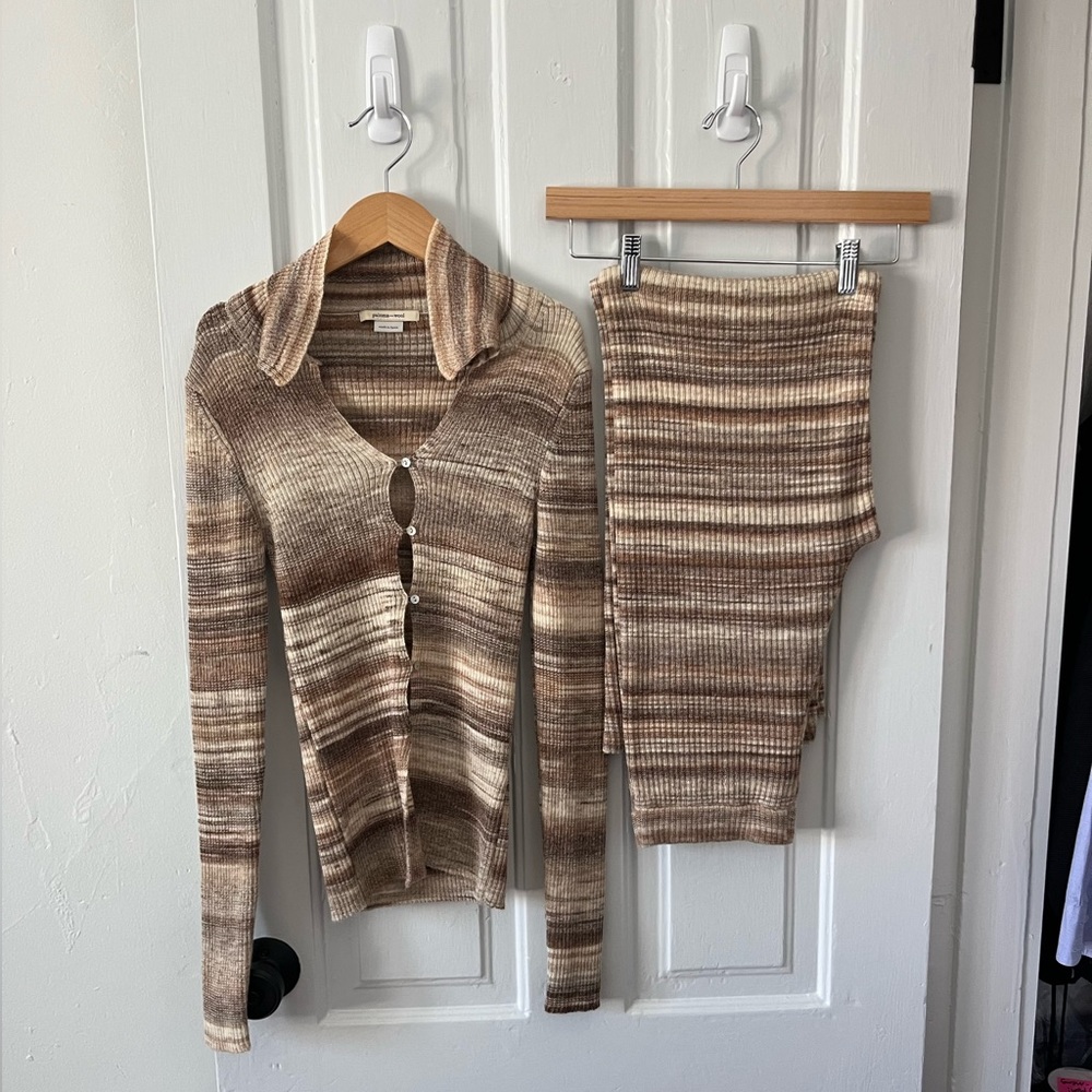 PALOMA WOOL Brown Knit Set (Avalina Top & Fabia Pants) Medium